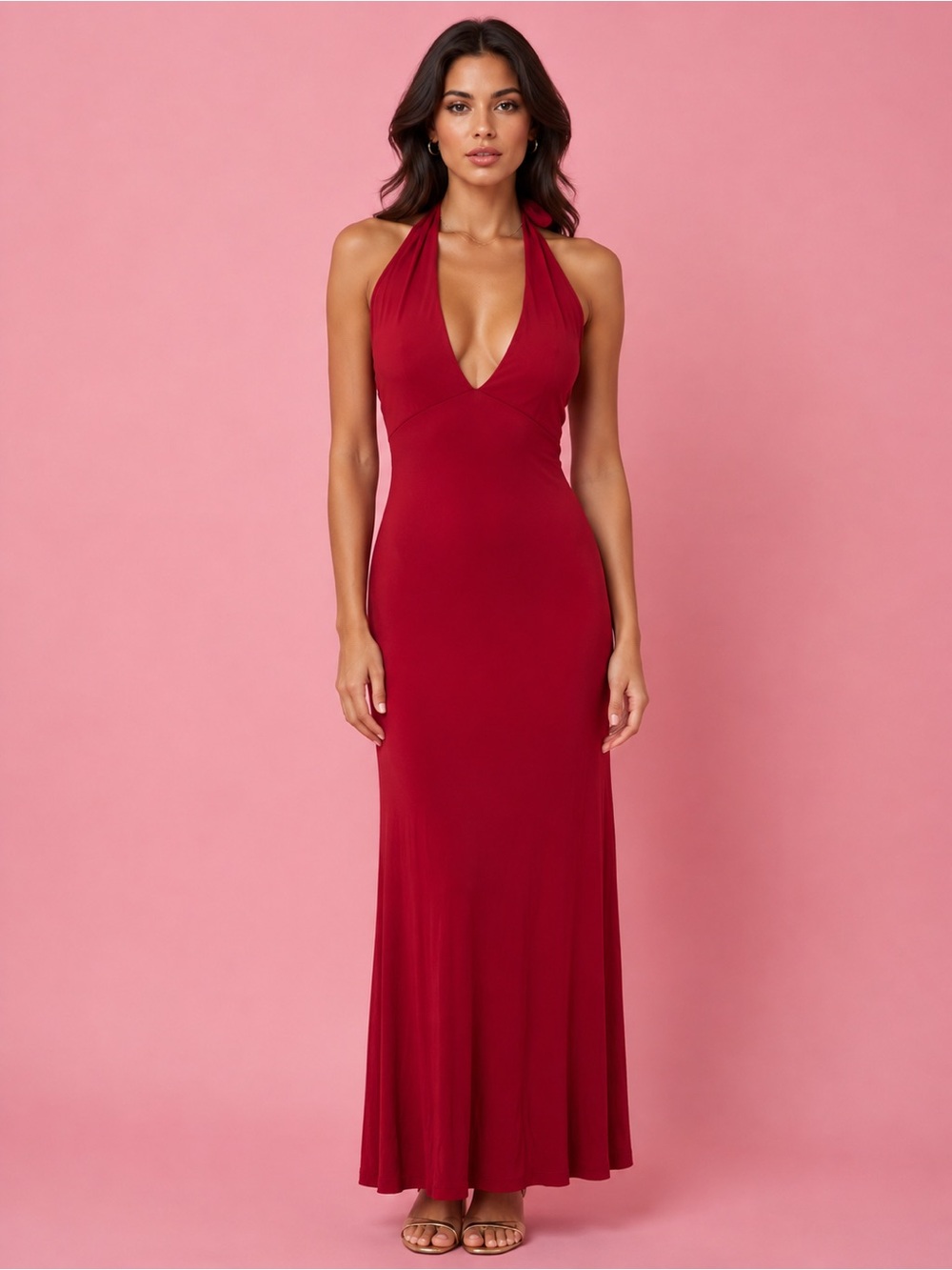 By See You Monday Red Halter Maxi Dress